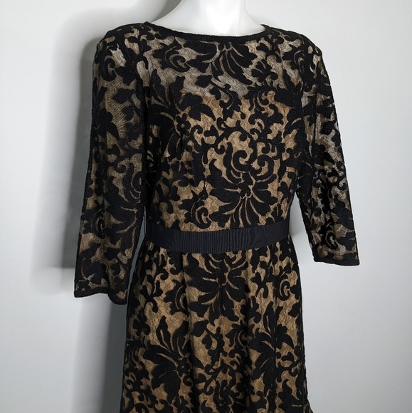 Tadashi Shoji Elegant Black and Gold Lace Dress - Picture 5 of 10